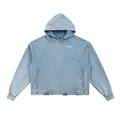 Blue "He Reigns" Vintage Washed Frayed-Hem Hoodie