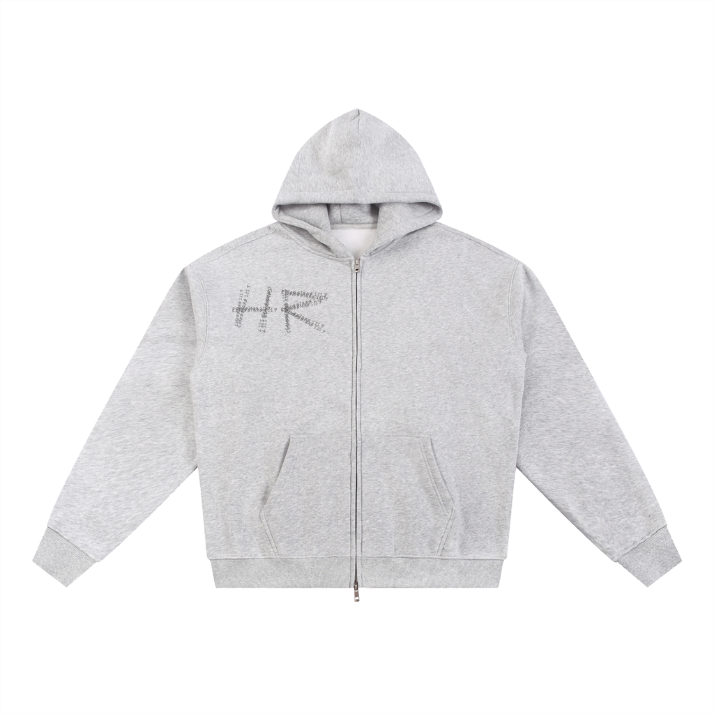 Black & Gray "He Reigns" Zip-Up Hoodie